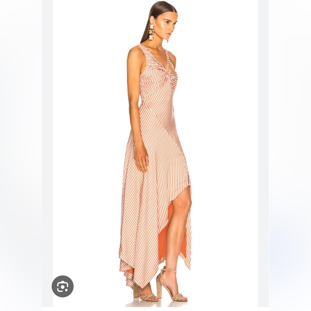 Jonathan Simkhai Striped High Low Dress in Orange and White